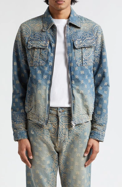 Amiri Embroidered Denim Jacket In 412 Crafted Indigo