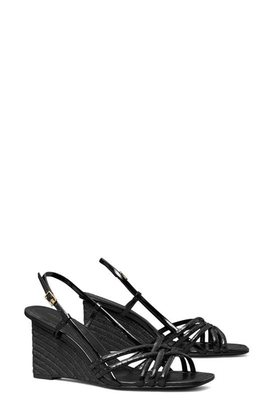 Tory Burch Multi-strap Espadrille Wedge Sandal In Perfect Black/perfect Black/perfec