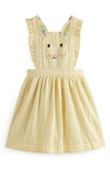 MINI BODEN KIDS' BUNNY EMBROIDERED GINGHAM PINAFORE DRESS