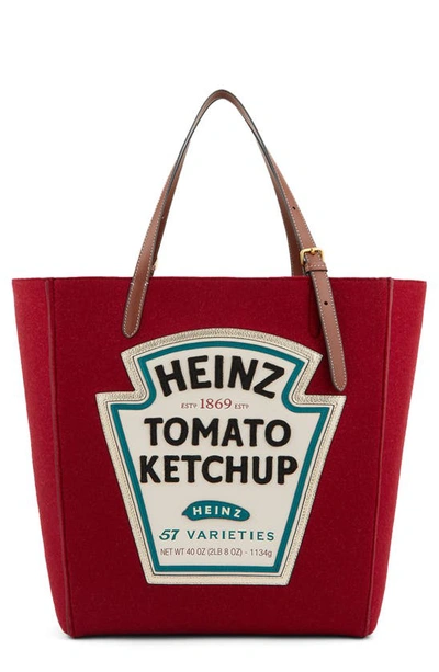 Anya Hindmarch Heinz Ketchup Small Recycled-felt Tote Bag In Vampire