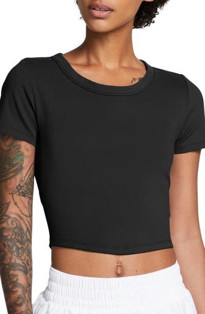 Nike Women's One Fitted Dri-fit Short-sleeve Cropped Top In Black/ Black