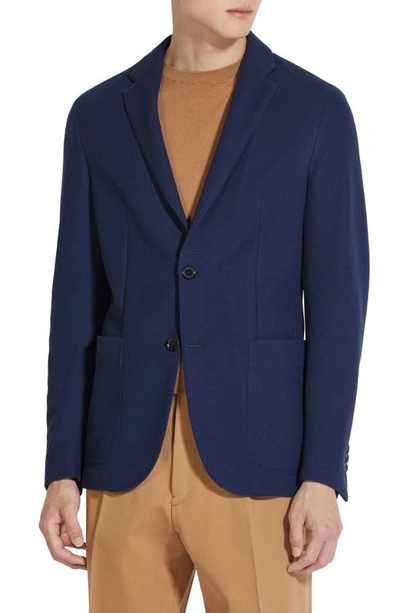 Zegna Utility Blue High Performance Jersey Wool Blend Jacket