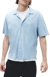 Rag & Bone Avery Cotton Short Sleeve Button-up Shirt In Dusty Blue