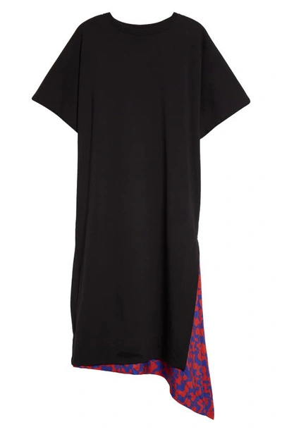 Dries Van Noten Hench Printed Underlay Midi Shirt Dress In Black