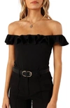 Petal And Pup Petal & Pup Mikaela Ruffle Bodysuit In Black