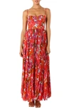Petal And Pup Achanti Print Pleated Maxi Dress In Pink Azalea