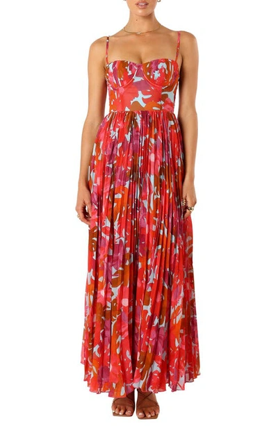 Petal And Pup Achanti Print Pleated Maxi Dress In Pink Azalea