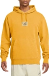 Jordan Flight Essentials Washed Fleece Cotton Hoodie In Yellow