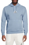 Jordan Flight Essentials Washed Fleece Cotton Hoodie In Blue