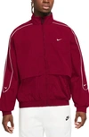 Nike Men's  Sportswear Solo Swoosh Woven Track Jacket In Team Red/ White