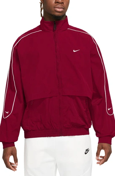 Nike Men's  Sportswear Solo Swoosh Woven Track Jacket In Red