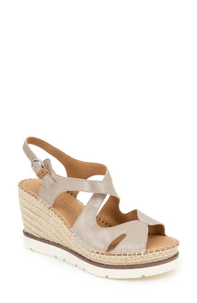Gentle Souls By Kenneth Cole Elise Espadrille Wedge Sandal In Mushroom Metallic Leather