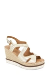 Gentle Souls By Kenneth Cole Elise Espadrille Wedge Sandal In Ice Metallic Leather