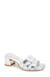 Kenneth Cole New York Harper Block Heel Sandal In Silver Snake Print