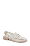 Dolce Vita Women's Hardi Slip On Slingback Loafer Flats In White Crackled Leather