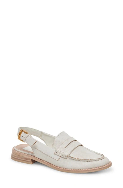 Dolce Vita Women's Hardi Slip On Slingback Loafer Flats In White Crackled Leather