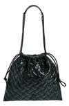 Kurt Geiger London Kensington Drawstring Quilted Leather Shoulder Bag In Black