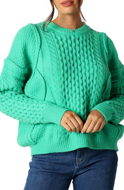 Petal And Pup Bentley Mixed Stitch Oversize Sweater In Green