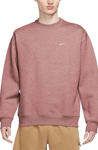 Nike Solo Swoosh Oversize Crewneck Sweatshirt In Pink