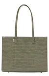 Beis Croc Embossed Work Tote In Olive