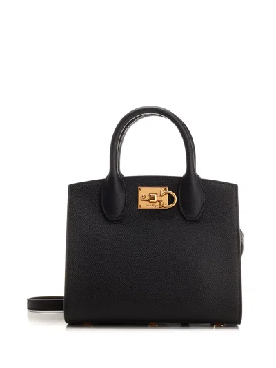 Ferragamo The Studio Box Mini Handbag In Black