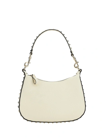 Valentino Garavani Rockstud Shoulder Bag In Ivory