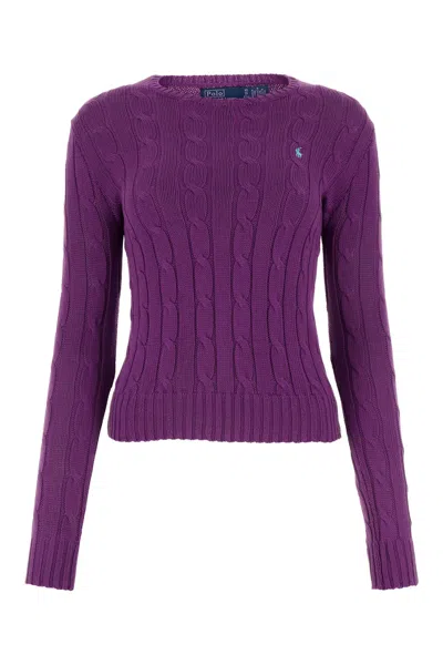 Polo Ralph Lauren Purple Cotton Sweater In Viola