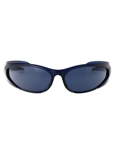 Balenciaga Bb0253s Sunglasses In 003 Blue Blue Blue