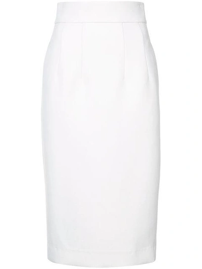 Oscar De La Renta Double-faced Pencil Skirt In White
