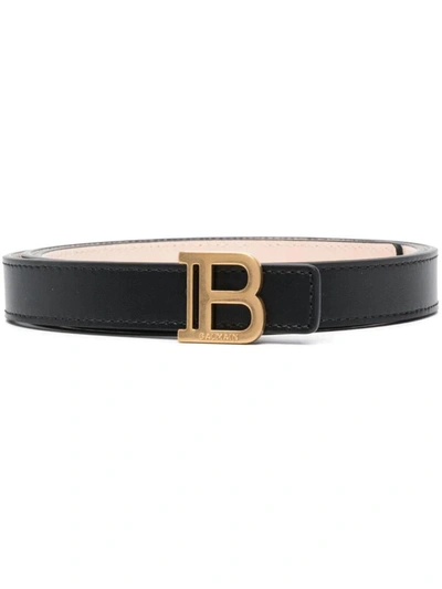 Balmain Calfskin 2cm Belt Accessories In Black