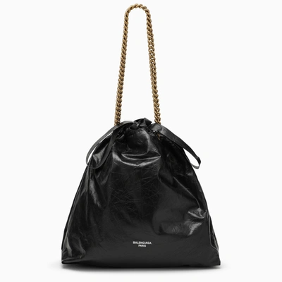 Balenciaga Crush Medium Tote Bag Black Leather
