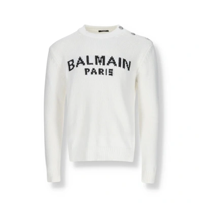 Balmain Cotton Logo Sweater In White