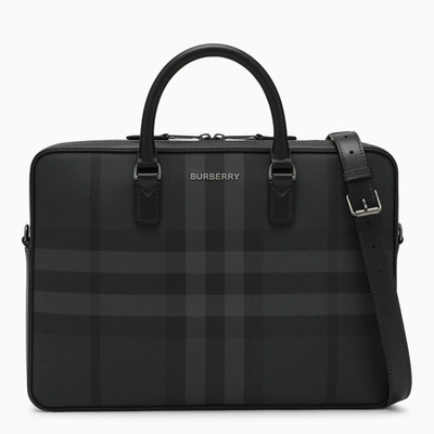 Burberry Charcoal Check Slim Ainsworth Briefcase In Grey