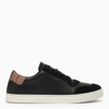 BURBERRY BURBERRY BLACK LEATHER TRAINER WITH CHECK PATTERN