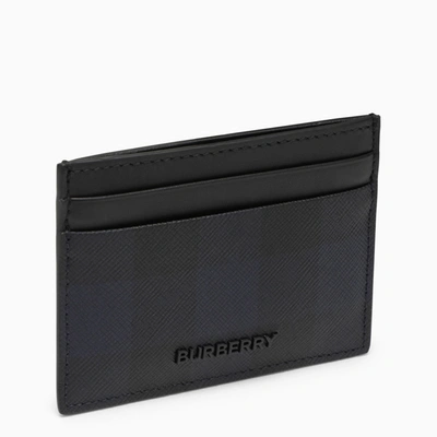 Burberry Navy Blue Card Holder With Check Motif