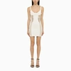 DION LEE DION LEE IVORY VISCOSE BLEND MINI DRESS WITH WOVEN DETAILS