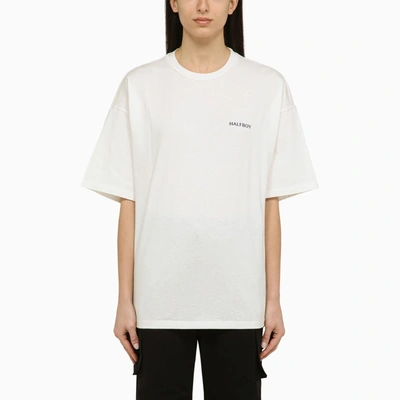 Halfboy White Crew Neck T Shirt With Logo In Multi