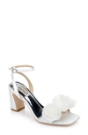 Badgley Mischka Women's Carli Square Toe Triple Flower High Heel Sandals In White