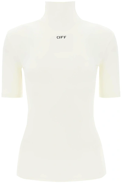 OFF-WHITE OFF WHITE SECOND SKIN SHORT SLEEVE TURTLENECK TOP