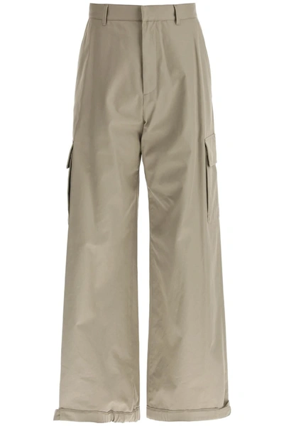 Off-white Wide-legged Cargo Pants With Ample Leg In Beige