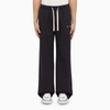 PALM ANGELS PALM ANGELS NAVY BLUE COTTON TROUSERS WITH LOGO