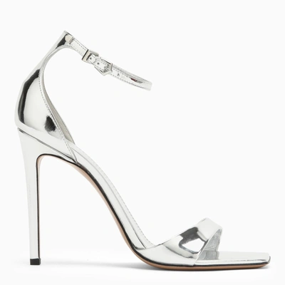 Paris Texas High Silver Leather Sandal In Metal