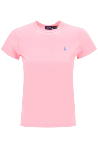 Polo Ralph Lauren Light Cotton T Shirt In Pink & Purple
