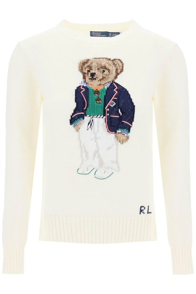 Polo Ralph Lauren Pullover In Cotone Polo Bear In White