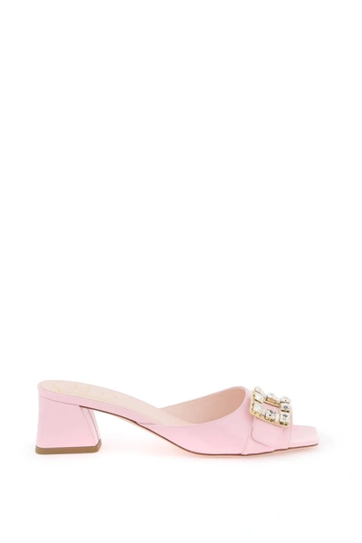Roger Vivier "très Vivier Patent Leather Mules With In Light Pink