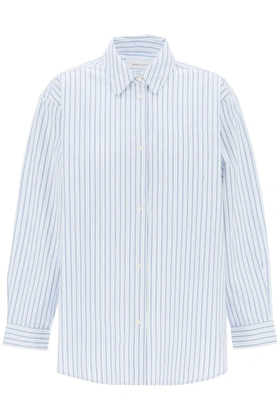 Skall Studio Edgar Striped Cotton Shirt In White,light Blue