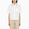 THOM BROWNE THOM BROWNE WHITE SHORT SLEEVED SHIRT WITH PATCH
