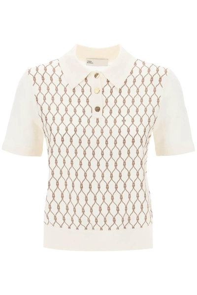 Tory Burch Silk-front Polo In White