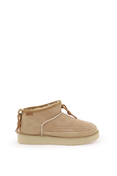 Ugg Ultra Mini Crafted Regenerate Suede Boots In Beige