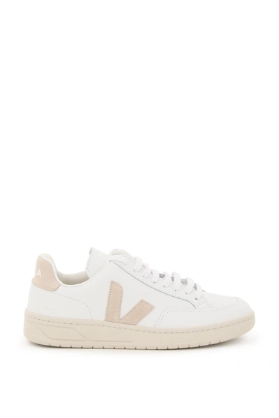 Veja Leather V-12 Sneakers In White,pink